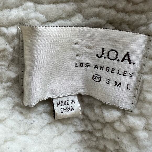 J.O.A shearling lined raw edge moto biker jacket neutral casual Sherpa chic fall - Picture 13 of 13